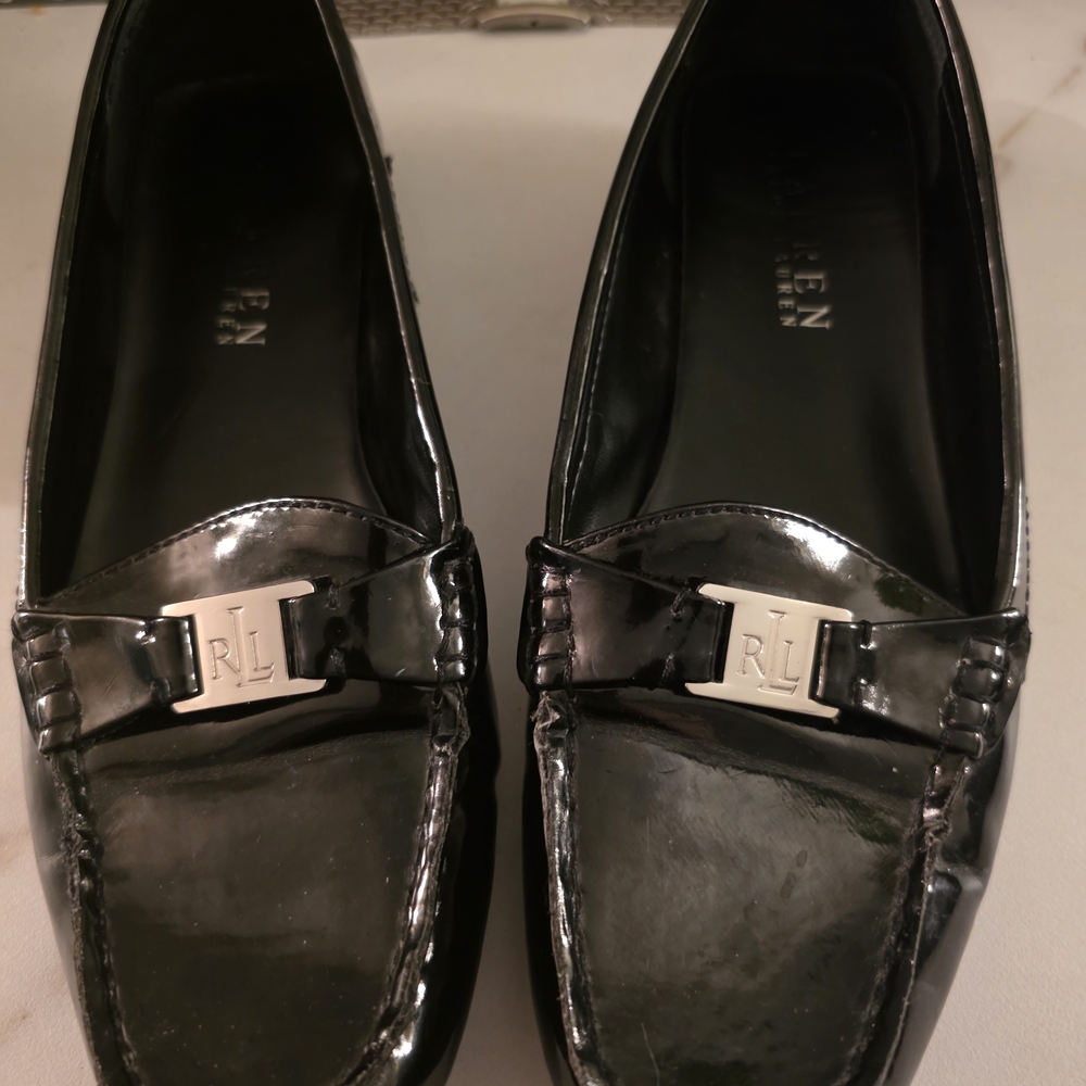 Ralph Lauren Shiny Black Women's Loafers